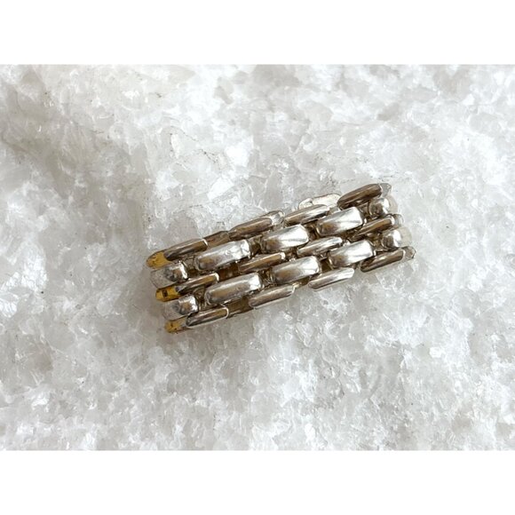 Chainlink Silver Toned Classic Cute Unisex Vintage Ring - sz 7 - Picture 6 of 8